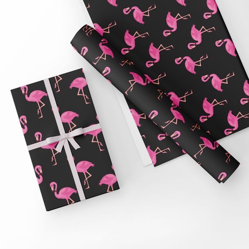 Pink black flamingo design - pink, -black