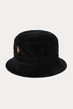 Polo Ralph Lauren Mens Embroidered Pony Corduroy Bucket Hat | Black | L/XL