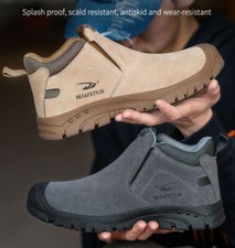 Men's Light Leather Work Shoes S3Safety Shoes Steel Cap Welding Shoes