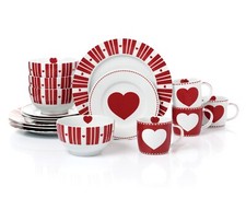 16PC Nordic Red Heart Dinner
