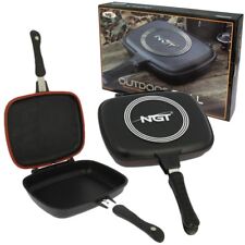 NGT DOUBLE GRILL PAN NON STICK CONNECT PANS CARP FISHING COOKING CAMPING
