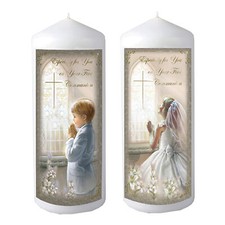 Pillar Candle First Holy Communion in Organza Bag Keepsake Gift - Boy or Girl