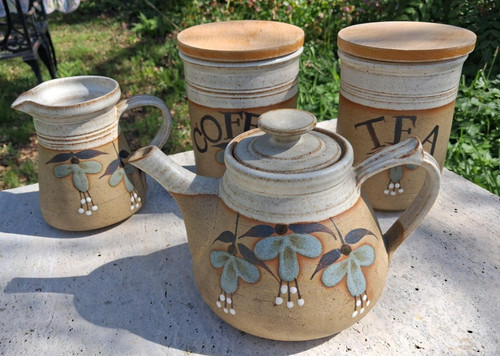 Vintage pottery teapot set - pottery,