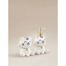 White Lucky Cat Soap Dispenser