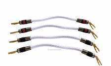 QED GENESIS Silver Spiral 4x Speaker Jumper Cable Terminated Qed Airloc Plugs