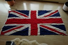 Vintage Large Union Jack Great Britain Flag 4x9 S.S. Holden Ottawa Burlap Brass