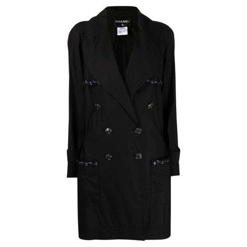Chanel black trench coat tweed - chanel,
