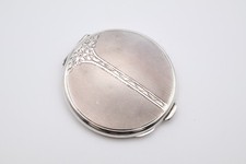 Heavy Vintage Sterling Silver Engine Turned Compact Hallmarked Birmingham 1964