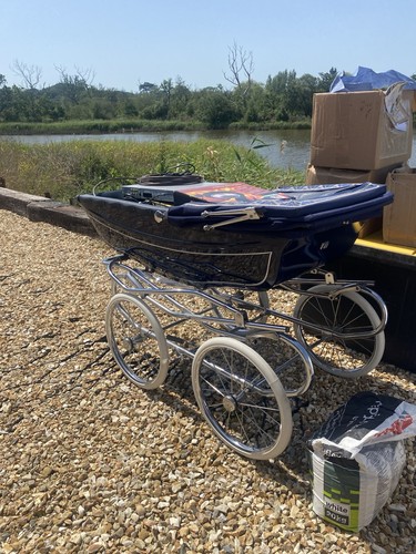 Vintage style navy pram with - navy,
