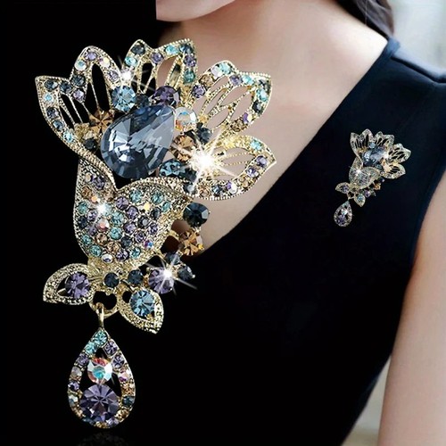 Vintage crystal brooch pin - brooch,
