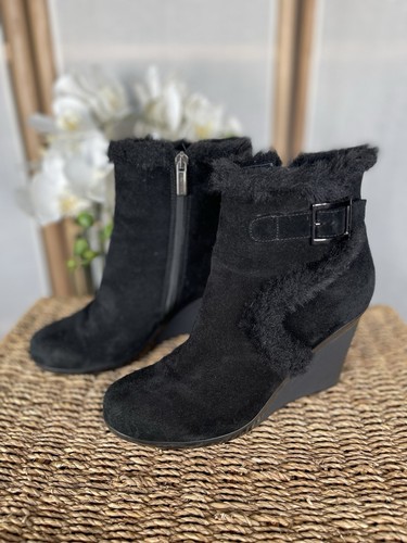 Aquatalia black suede wedge