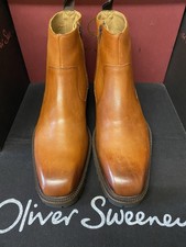 OLIVER SWEENEY, BRAND NEW, SIZE 10 ,  ANTIQUED TAN , MILLED LEATHER , ZIP BOOT,