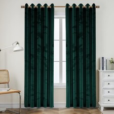 Blackout Crushed Velvet Curtains Eyelet Ring Top Ready Made Lined Pair Curtains