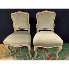 Pair of antique lacquered chair upholstered period 20th century