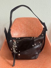 Zadig & Voltaire Le Cecilia Medium Black Patchwork Studded Bag Leather Suede