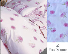Yves Delorme ROSEMARY PINK King Size Duvet Cover Cotton Sateen + x2 Pillow Cases