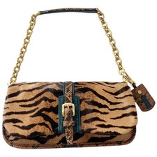 Longchamp Vintage More Is More Y2K Calf Hair Animal Tiger Shoulder Bag France
