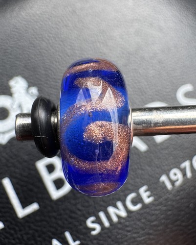 Trollbeads ooak blue glitter - ooak,