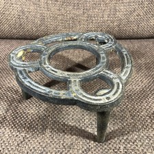 Vintage Cast Iron Trivet. Black. Kettle Pot Stand. 14cm wide x 7cm tall Romany
