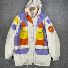 Vintage Ellesse Jacket Womens 14 White Purple Orange 90s Ski Outdoor Thermore