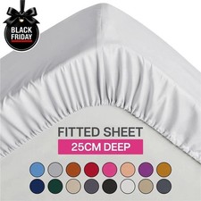 Extra Deep 25 cm Full Fitted Sheet Bed Sheets Single Double King Super King Size
