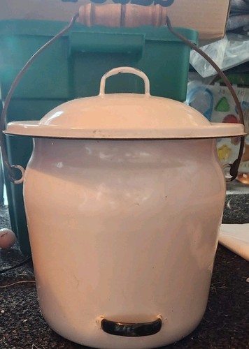 Vintage white enamel chamber - vintage,