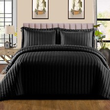 Quilted Bedspread Throw Embossed Bedding Comforter Set Single Double King Size