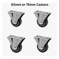Castor Wheels Small Heavy Duty Rubber Wheel  50mm or 75mm  Set of 4