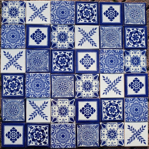 Mexican tiles blues mix - mexican,