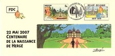 FRANCE 2007 FDC card TINTIN Kuifje Tim HERGE stamp GUEBWILLER Moulinsart