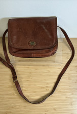 Genuine THE BRIDGE Chestnut Brown Leather Crossbody Bag - Made In Italy VTG