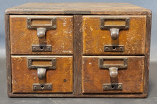 Antique Oak 4 Drawer Card File