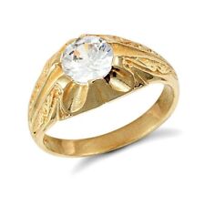 9ct Yellow Gold Gents Solitaire Ring Gypsy Style Setting Hallmarked