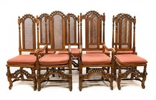 Set Oak Dining Chairs Jacobean Revival Farmhouse 1840