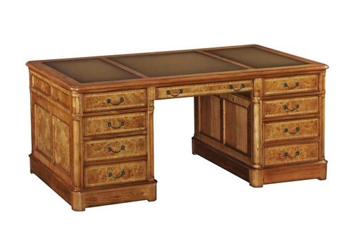 Burr walnut pedestal desk - burr, |
