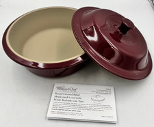 Pampered Chef Round Covered Stoneware Baker #1364 – Cranberry - New