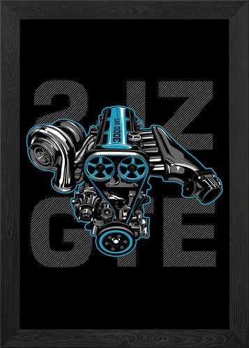 2jz engine framed - wall, art