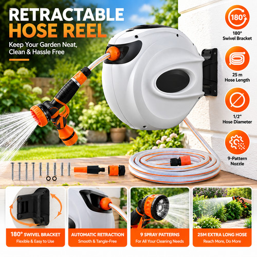 Retractable garden hose - hose, reel