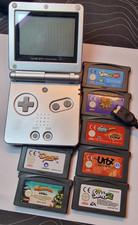 Nintendo Game Boy Advance SP Silver AGS-001  Tested - plus 7 games and case
