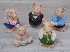 Wade Natwest Pigs - Full Set of 5 + Original Stoppers - Money Box / Piggy Banks