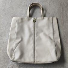 Paco Rabanne Parfume Beige Nude Tote Shoulder Bag Zip Front Logo Faux Leather