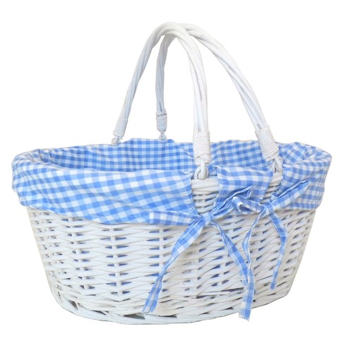 White wicker shopping - shopping, basket