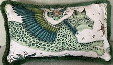 Emma J Shipley Fabric Lynx LINEN Cushion Cover 50 X 28cm (Fringed Trim)