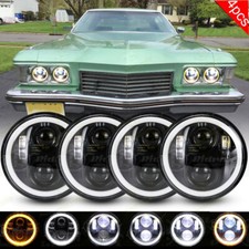 4PCS 5 3/4" 5.75 inch Round LED Headlights Halo DRL For Buick Riviera 1963-1974