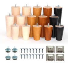 4x Wooden Furniture Tapered Cone Round Legs Feet For Sofa Stool Cabinet [FARLOV]