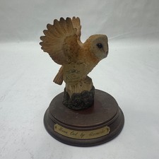 The Leonardo Collection Barn Owl Resin Figurine with Wooden Base