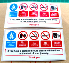 Taxi Warning Stickers x 2 CCTV