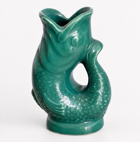 Vintage green glazed fish - glazed,