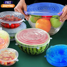 6pcs Silicone Stretch Lid Food Bowl Cover Reusable Food Saving Cover Bowl cover
