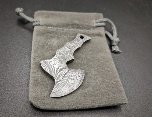 Damascus steel axe pendant - damascus,